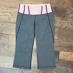 Size 10 Lululemon Coal/ Pink Tadasana Slit Crop